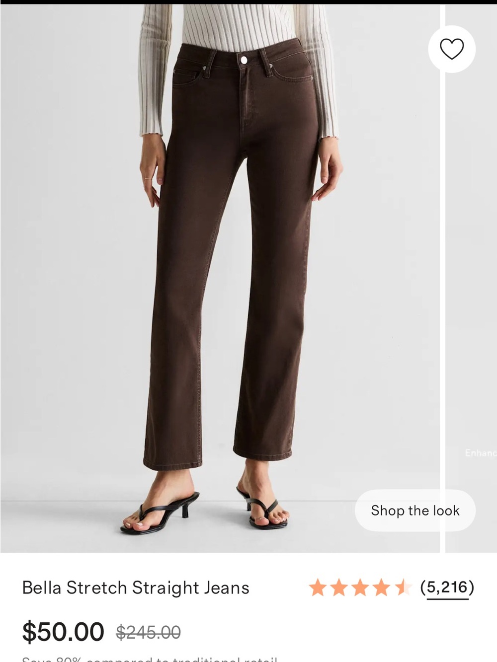 Quince Bella Stretch Straight Jeans in Coffee Bean Brown